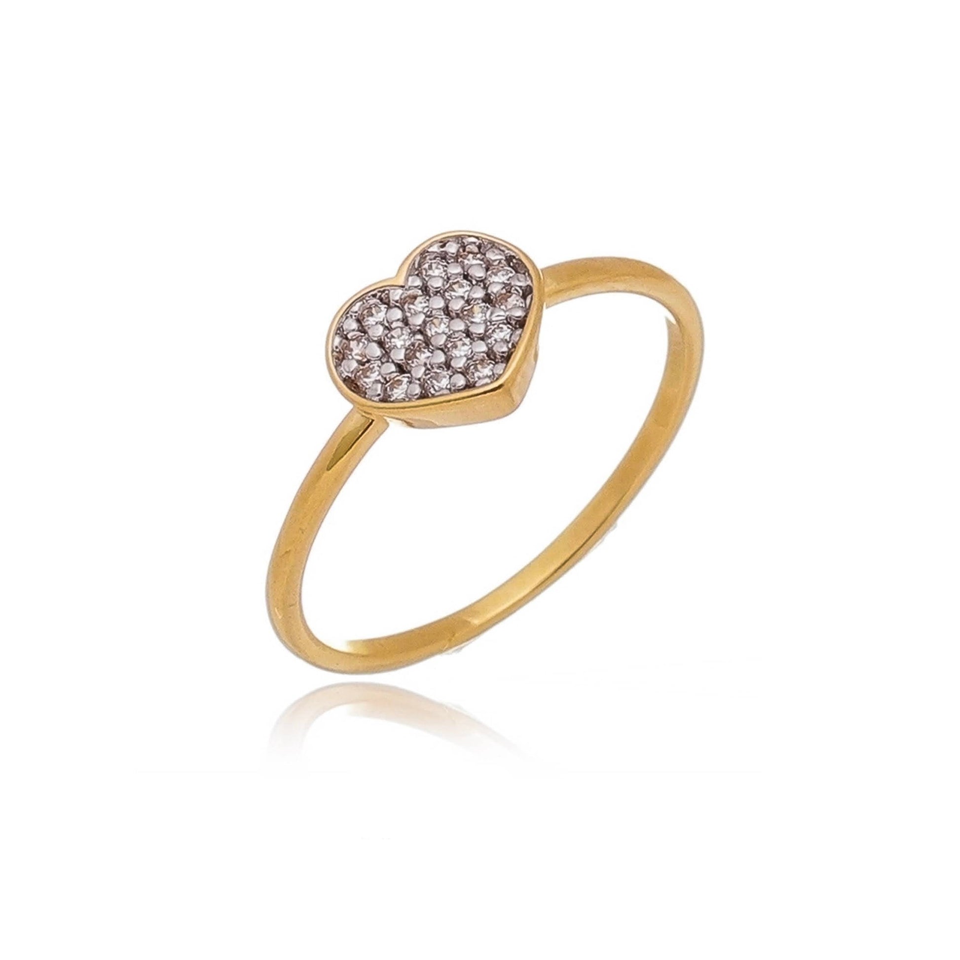 GoldFi 18k Gold Filled Dainty Cubic Zirconia Heart Ring