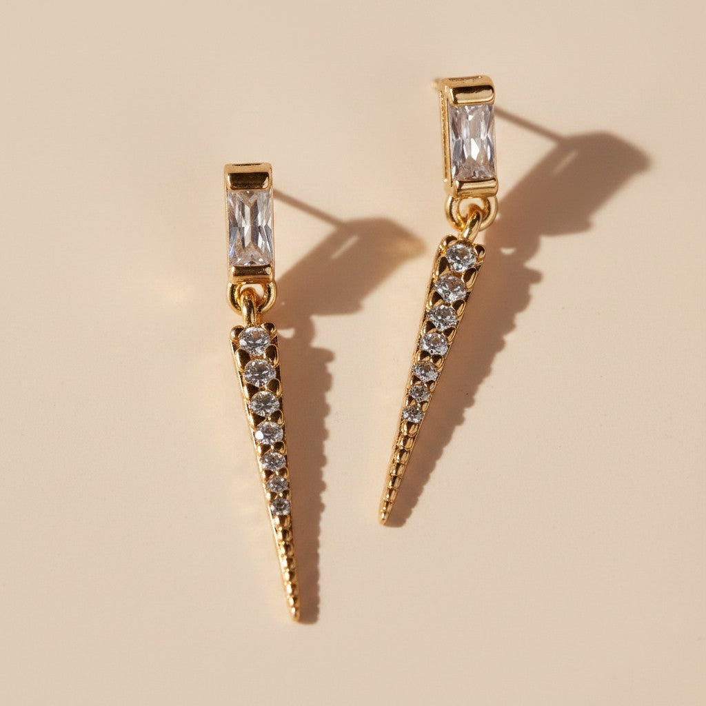 ✨ 18k Gold Filled CZ Chandelier Earrings — Two Tiers. Fully Set. Completely Dazzling.