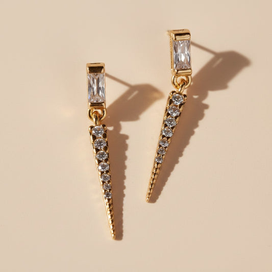 ✨ 18k Gold Filled CZ Chandelier Earrings — Two Tiers. Fully Set. Completely Dazzling.