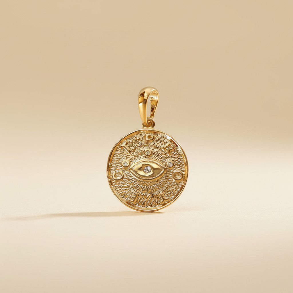18K Gold Filled Evil Eye Protection Pendant - PROTECT Good Luck Charm Jewelry for Women
