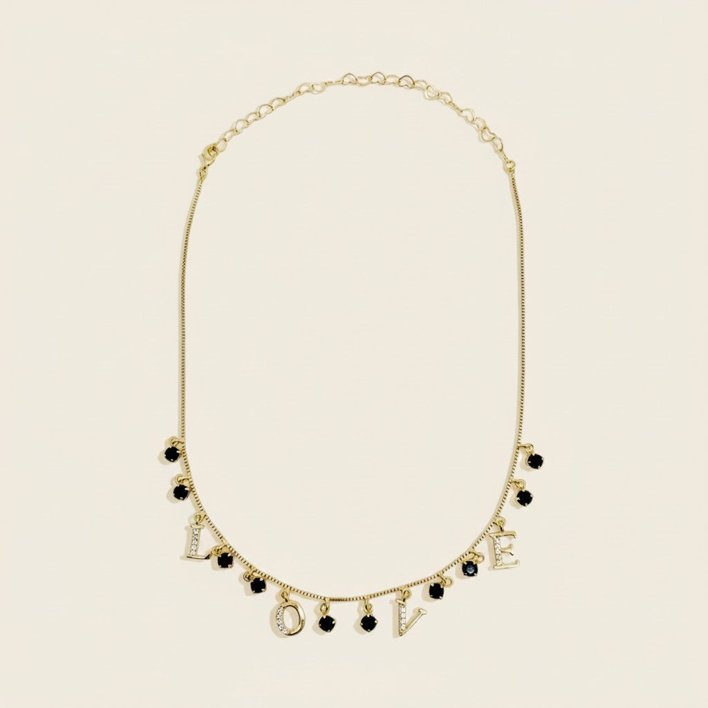 18k Gold Filled LOVE Necklace with Dangling CZ Accents | Wear It Your Way