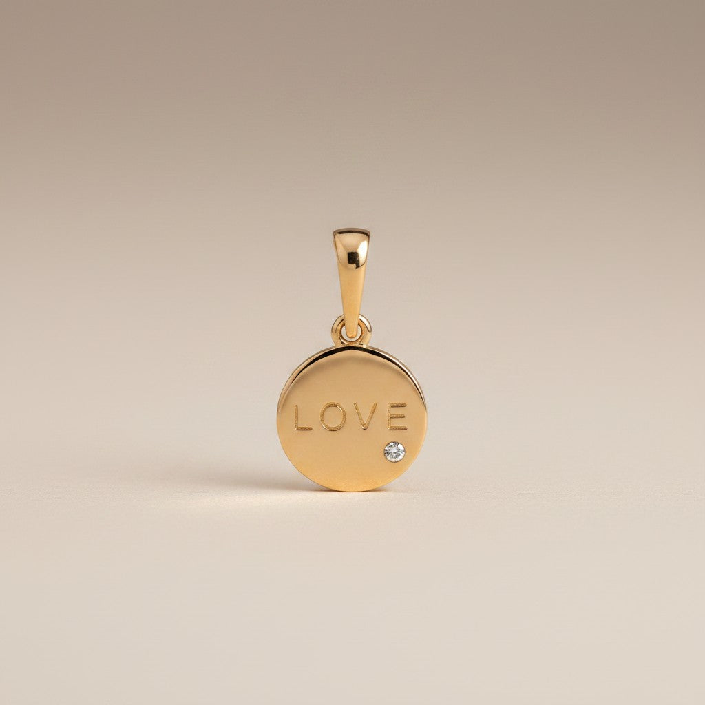 💛 18k Gold Filled LOVE Inscription CZ Pendant — Four Letters in Gold. One Stone. Everything Said.
