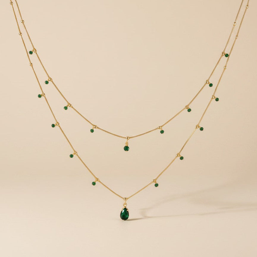 18k Gold Filled Layered CZ Satellite Necklace | Choose Your Color