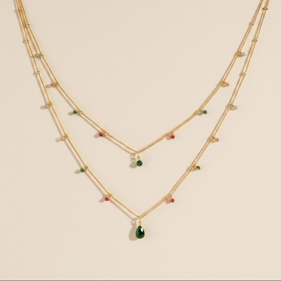 18k Gold Filled Layered CZ Satellite Necklace | Choose Your Color