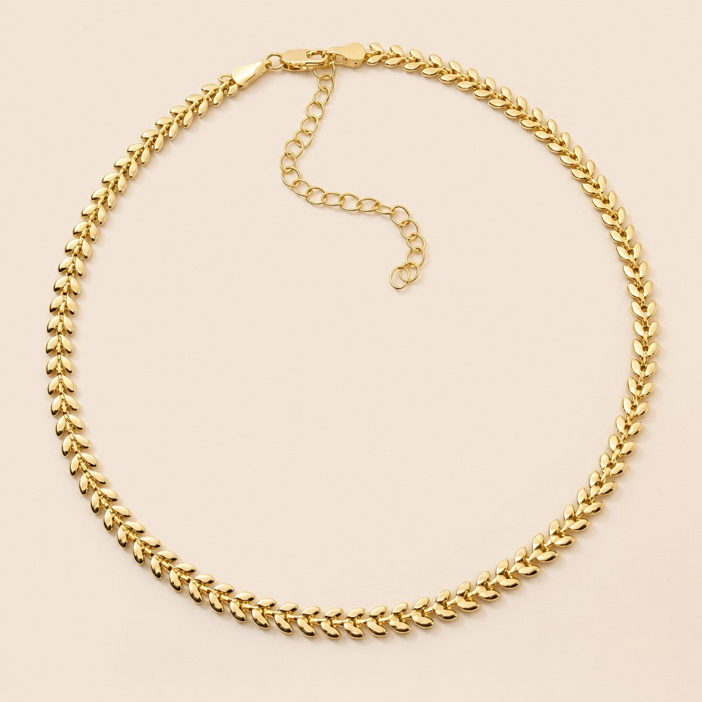 18k Gold Filled Leaf Choker Necklace | Layer-Ready Everyday Style