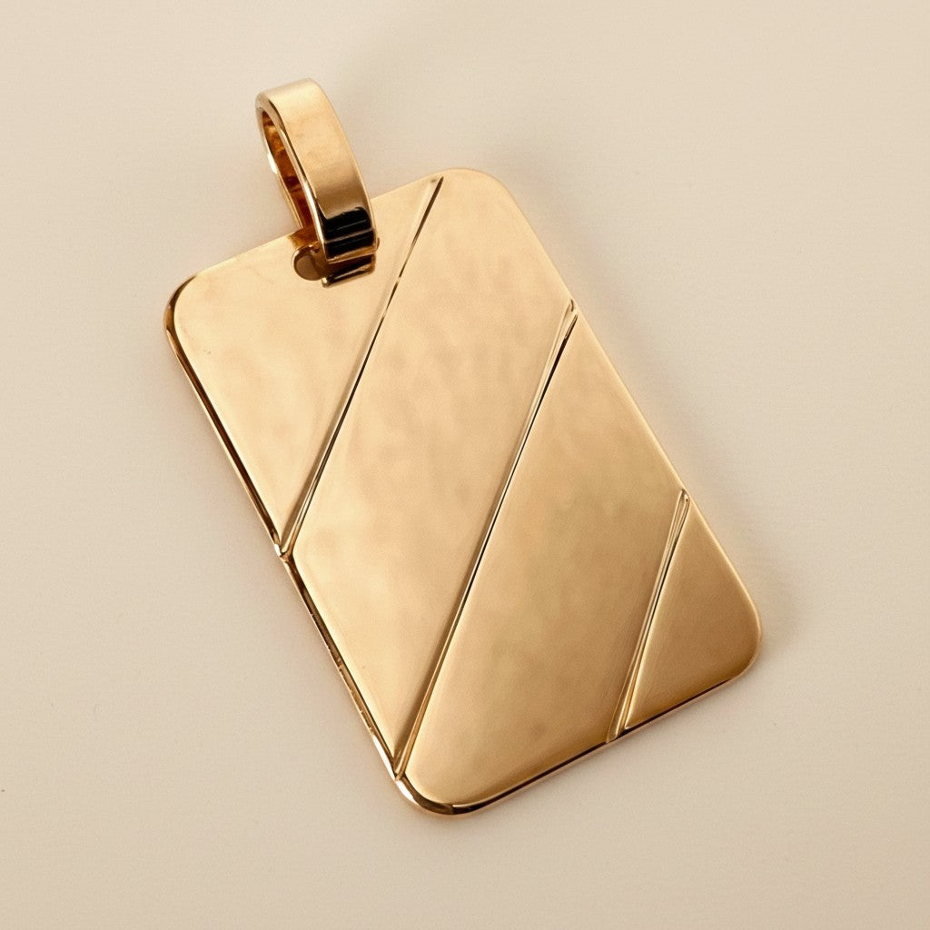 18k Gold Filled Geometric Crossing Line Pendant | Luxury Statement Piece