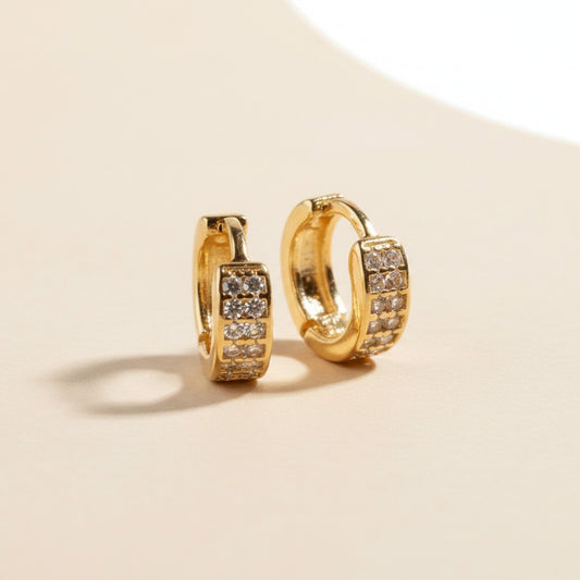 ✨ 18k Gold Filled Petite Pavé CZ Clicker Hoop Earrings — Micro Sparkle. Tiny Hoop. Maximum Elegance.
