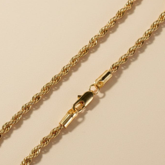 18k Gold Filled 3.0mm Rope Chain Necklace | Bold Classic Style
