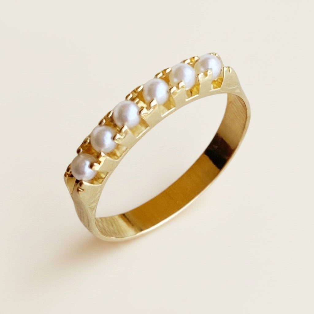 18k Gold Filled Synthetic Pearl Ring | Delicate Stackable Style