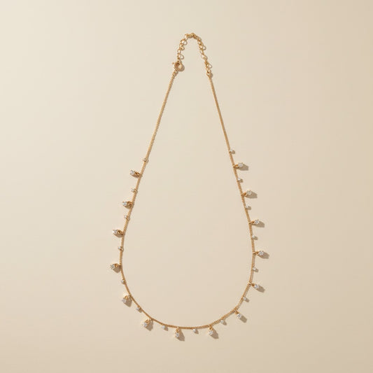 ✨ 18k Gold Filled Alternating CZ Station Necklace — Fixed Sparkle. Dangling Sparkle. The Most Animated Necklace at the Collarbone
