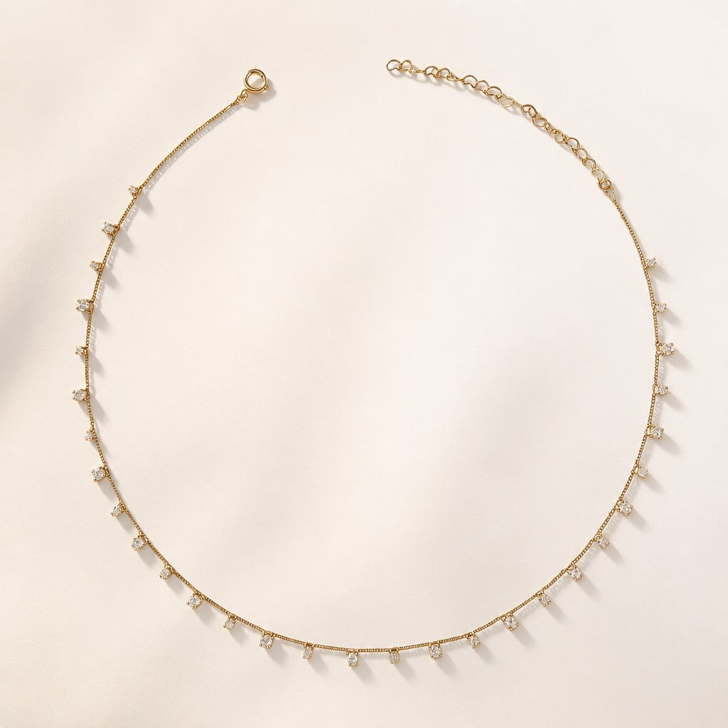 18k Gold Filled Sparkly CZ Choker Necklace | Exclusive Design