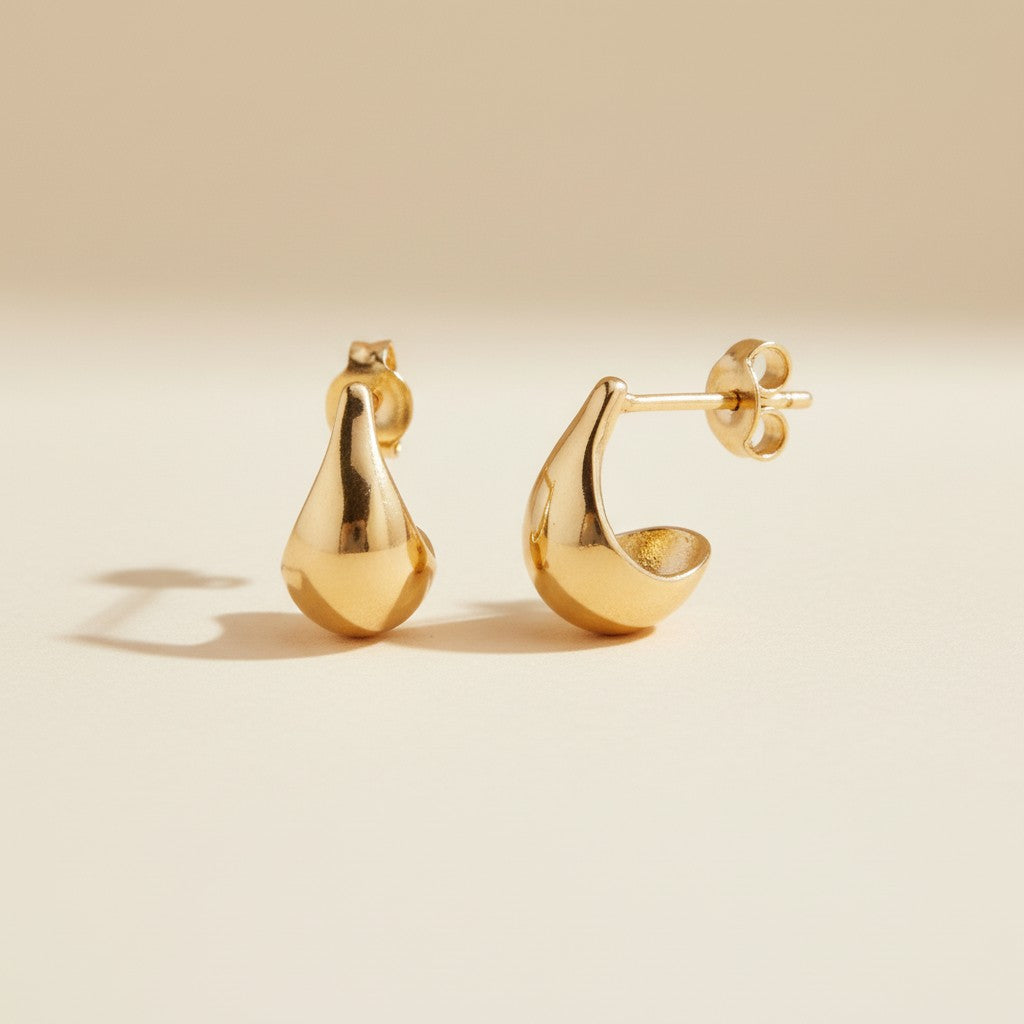 18k Gold Filled Teardrop Stud Earrings