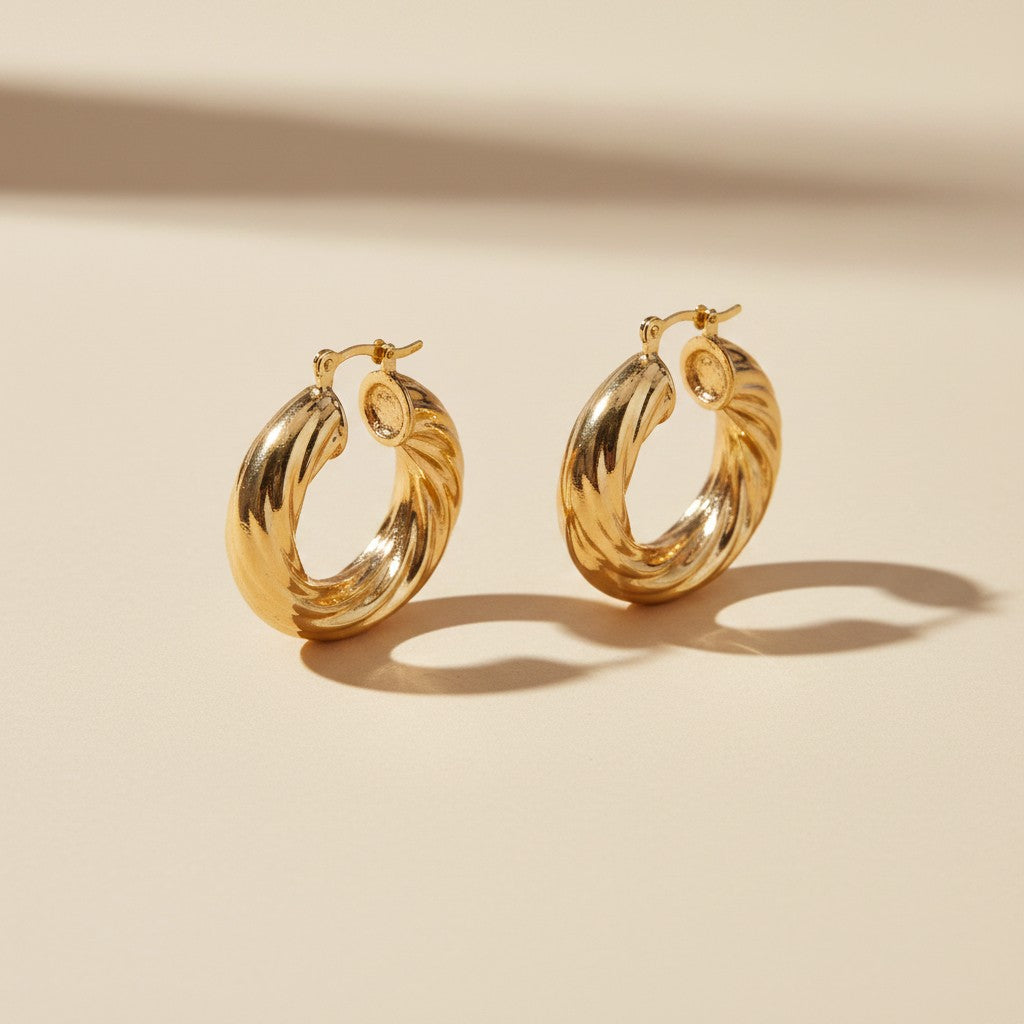 ✨ 18k Gold Filled Twisted Tube Hoop Earrings — Big. Bold. The Statement Hoop That Commands the Room.