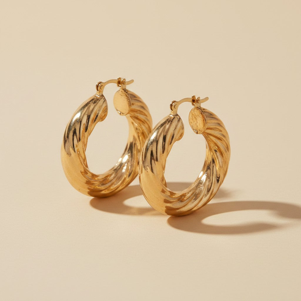 ✨ 18k Gold Filled Twisted Tube Hoop Earrings — Big. Bold. The Statement Hoop That Commands the Room.