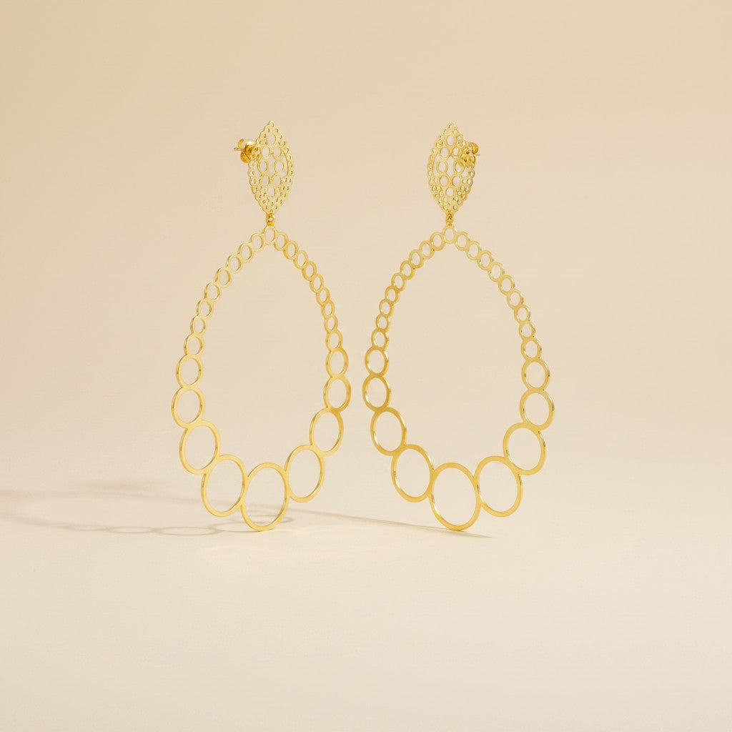 18k Gold Filled Round and Around Oversized Earrings | Bold Statement Style