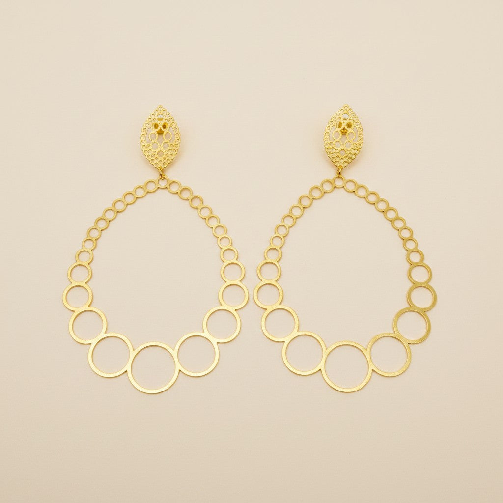 18k Gold Filled Round and Around Oversized Earrings | Bold Statement Style
