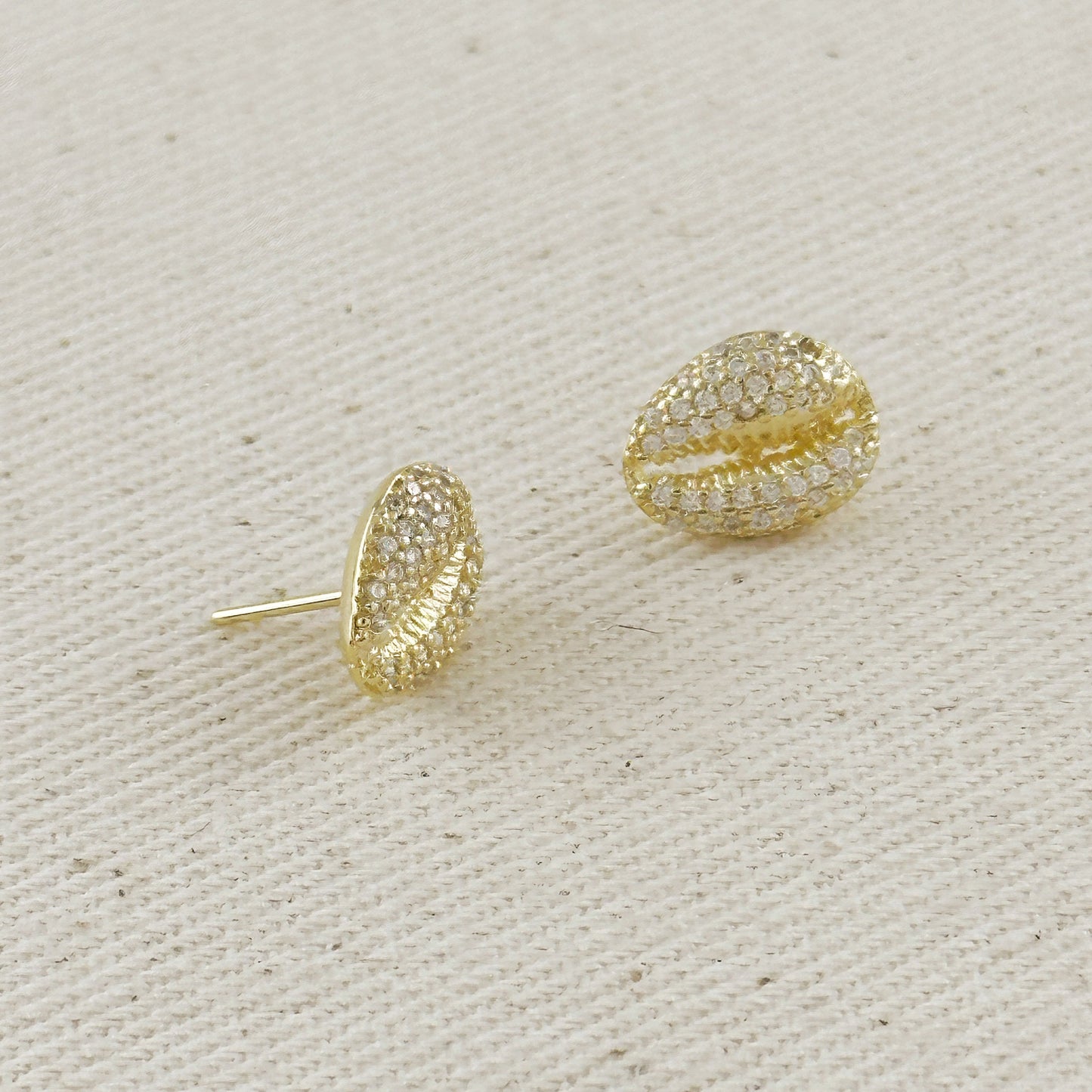 18k Gold Filled Cowrie CZ Stud Earrings