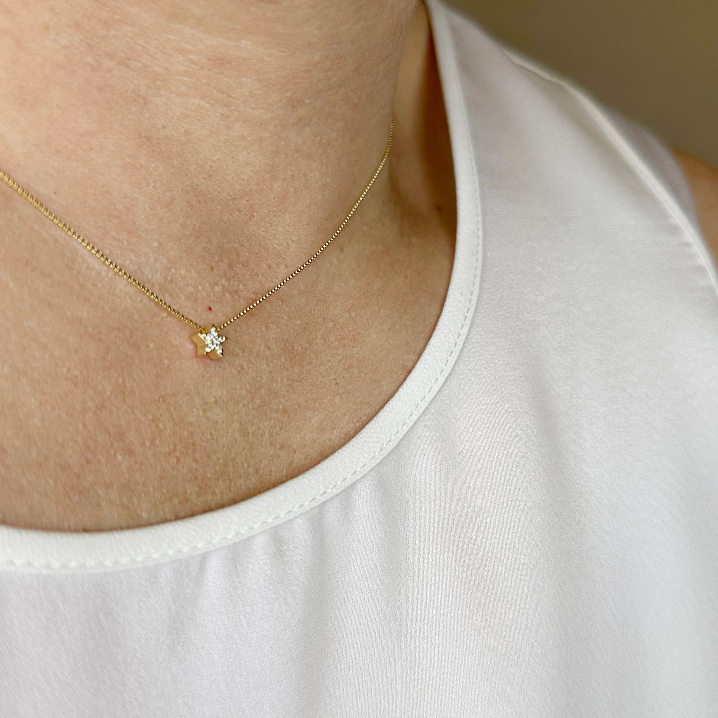 18k Gold Filled Mini CZ Star Necklace