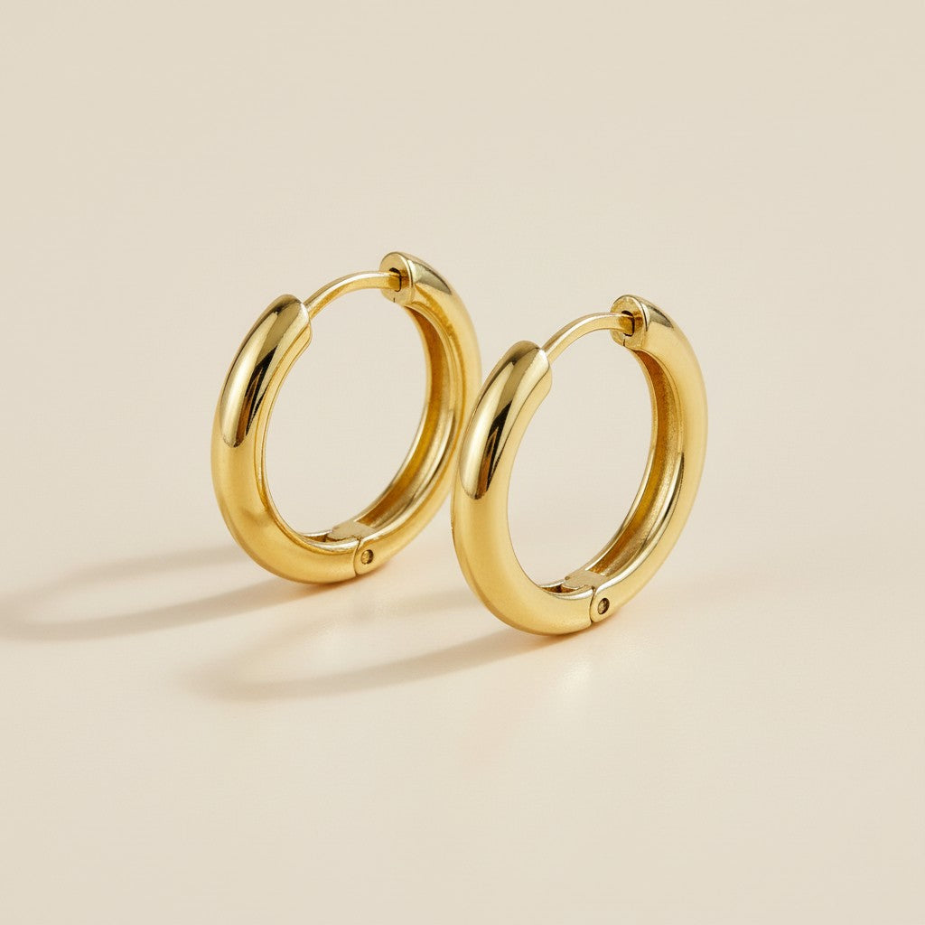 Clicker Hoop Earrings - 20mm Polished Gold Hoops for Women
