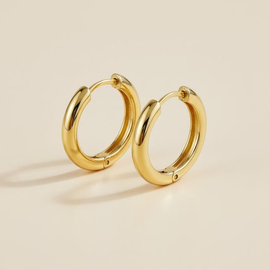 Clicker Hoop Earrings - 20mm Polished Gold Hoops for Women