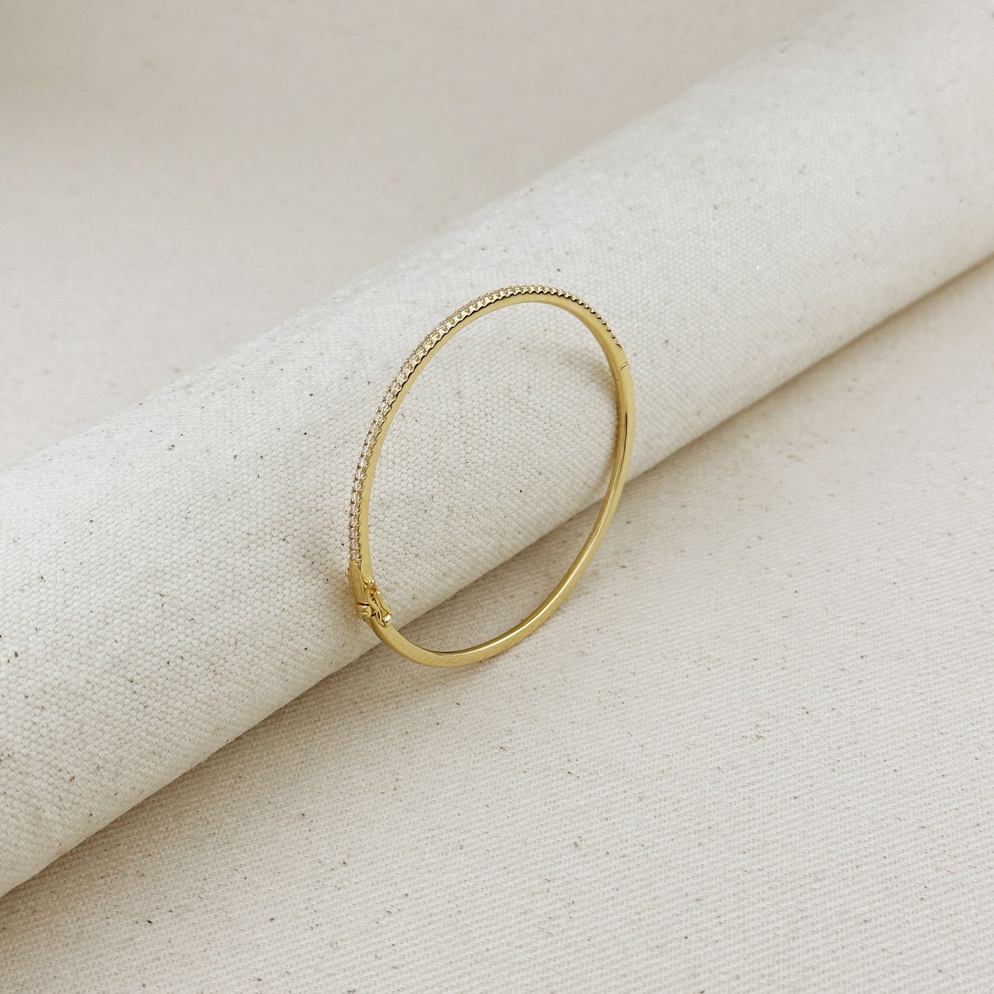 18k Gold Filled Thin Line CZ Bangle Bracelet