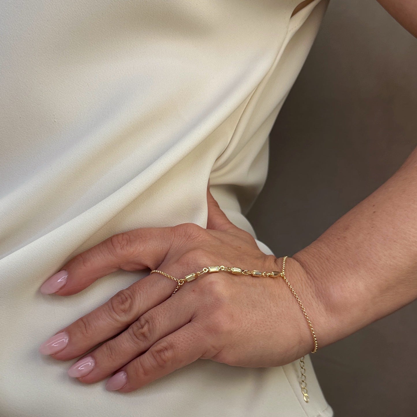 18k Gold Filled Mother of Pearl Hand Chain