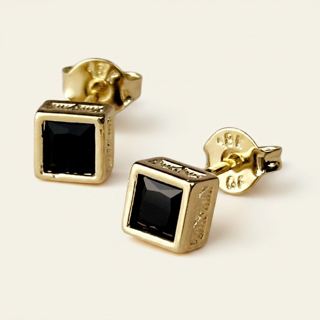 ✨ 18k Gold Filled Colored Square CZ Stud Earrings — One Shape. Two Colors. All the Personality.