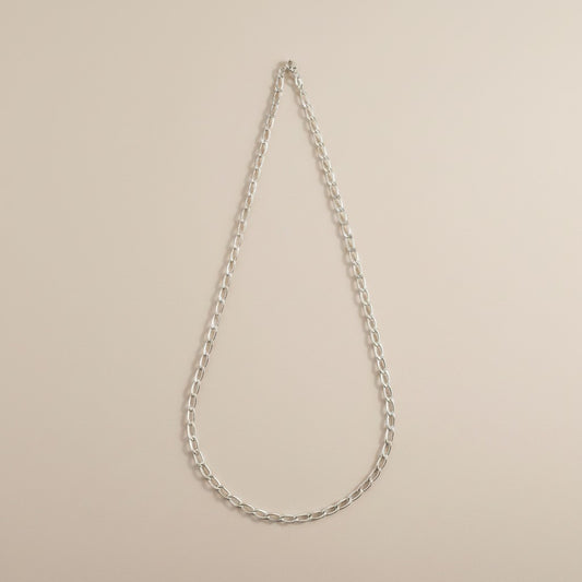 ⛓️ Sterling Silver Flat Elongated Curb Chain — The Foundation Piece Every Collection Needs