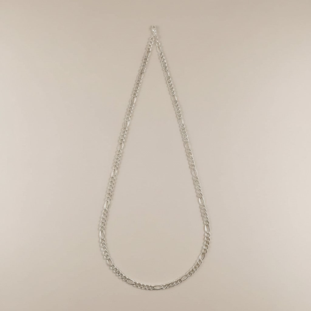 ⛓️ Sterling Silver 4.8mm Figaro 5x1 Chain — Five Links of Texture. One of Grace. Pure Italian Authority.