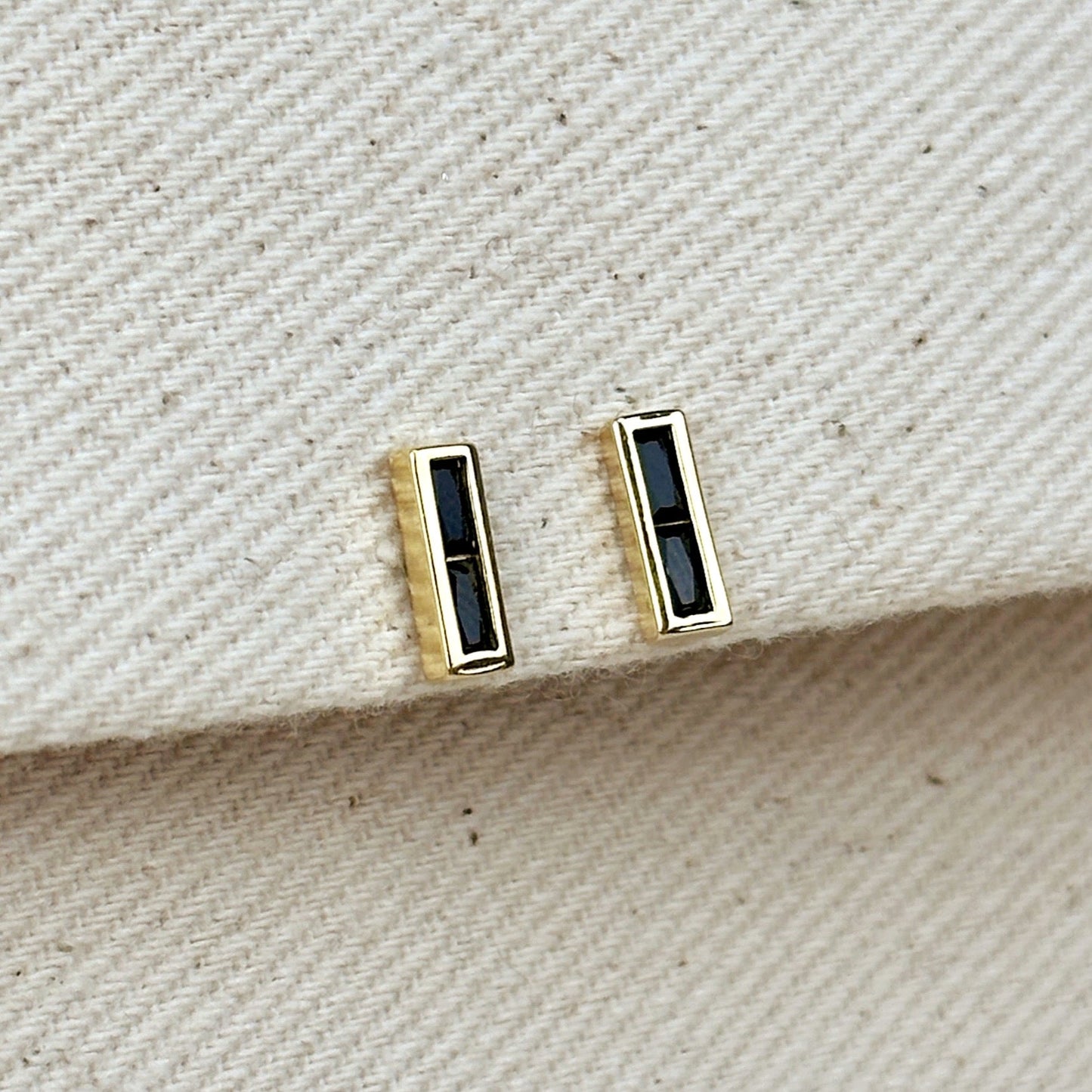 18k Gold Filled Colored Split Baguette Stud Earring