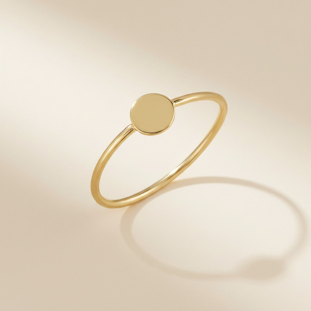 18k Gold Filled Slim Flat Disc Ring | Minimalist Everyday Charm