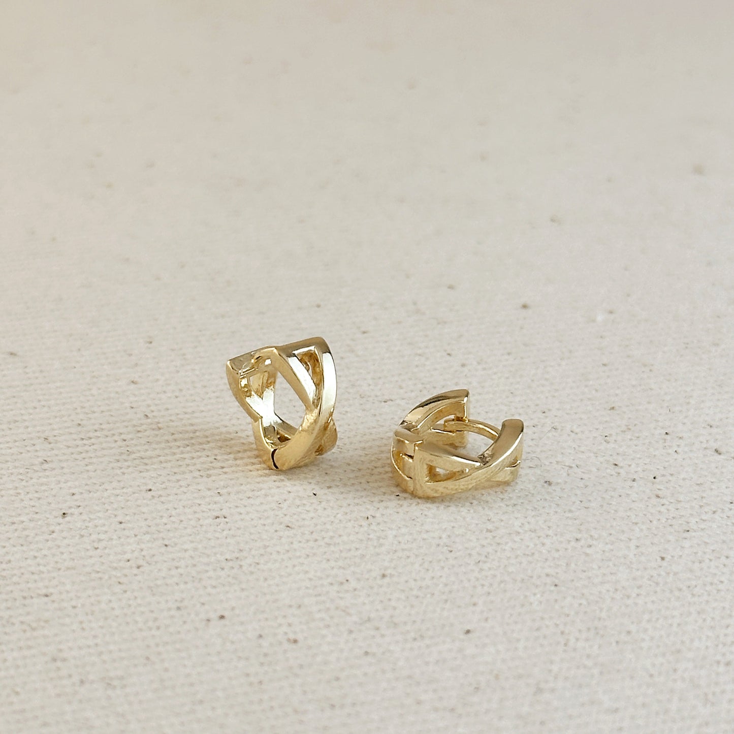 18k Gold Filled X Clicker Hoop Earrings