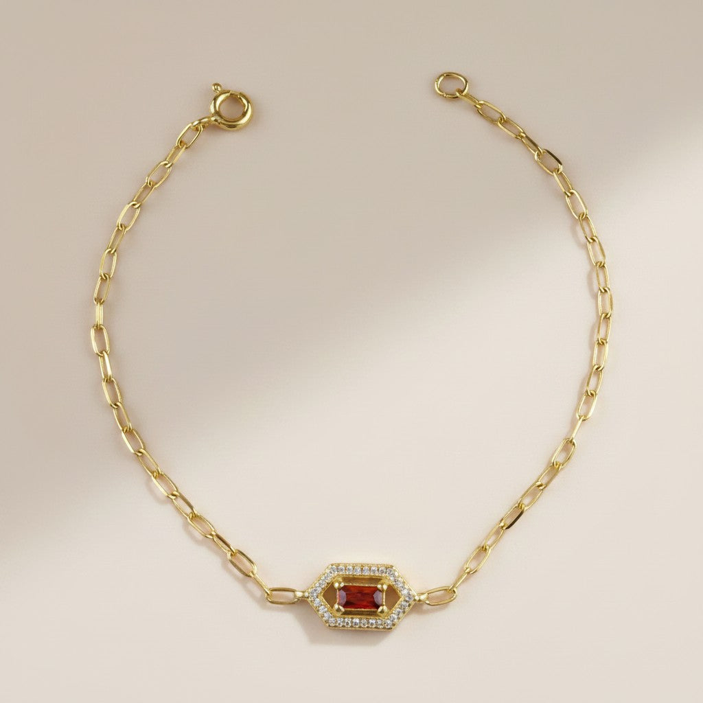 💎 18k Gold Vermeil Birthstone Baguette Bracelet — Your Month. Your Color. Your Stone.