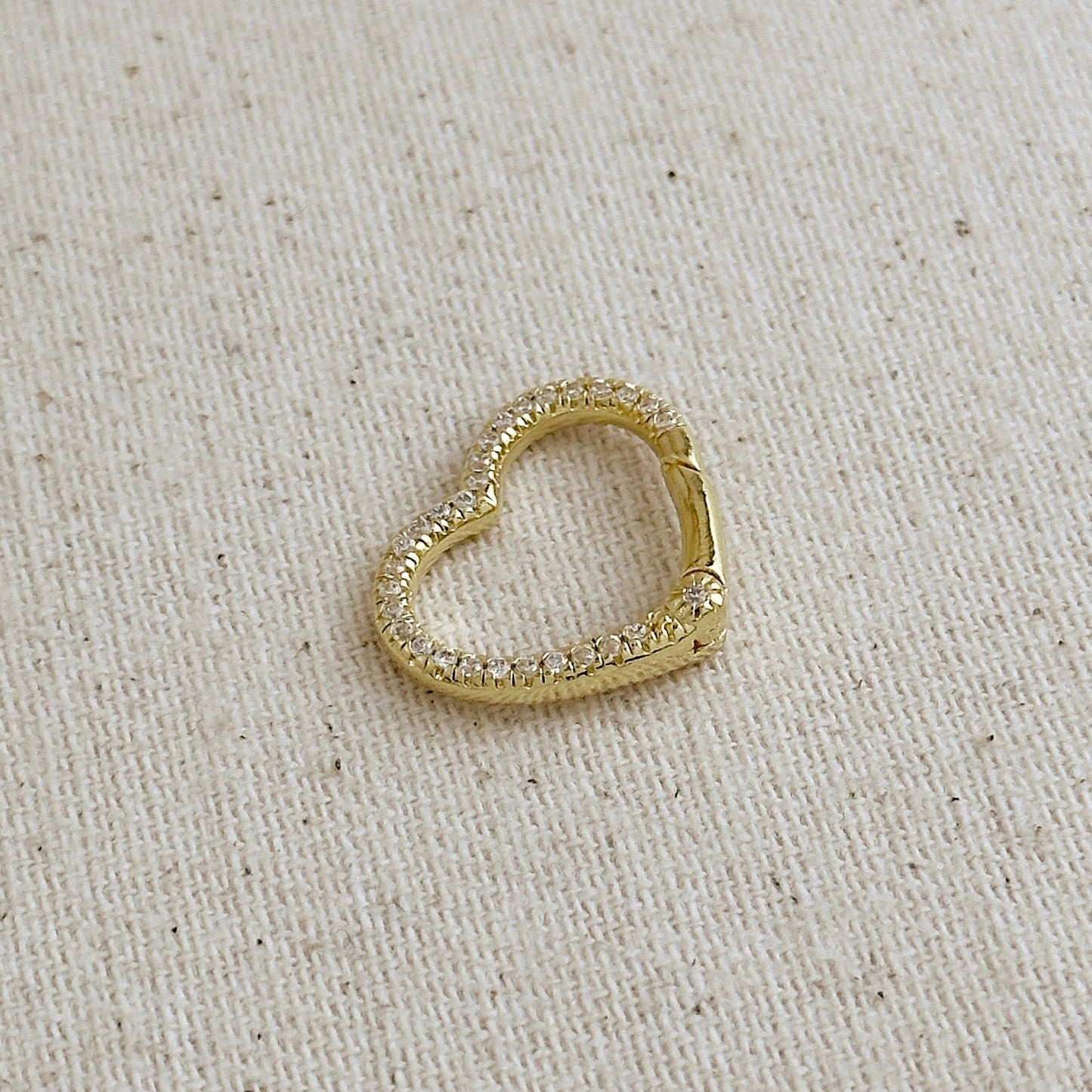 18k Gold Filled 19.5mm CZ Heart Carabiner Clasp