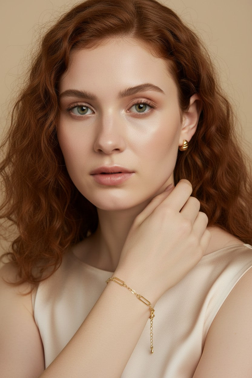 💛 18k Gold Filled Paperclip; Links Chain Bracelet — Two Textures, One Perfectly Balanced Wrist