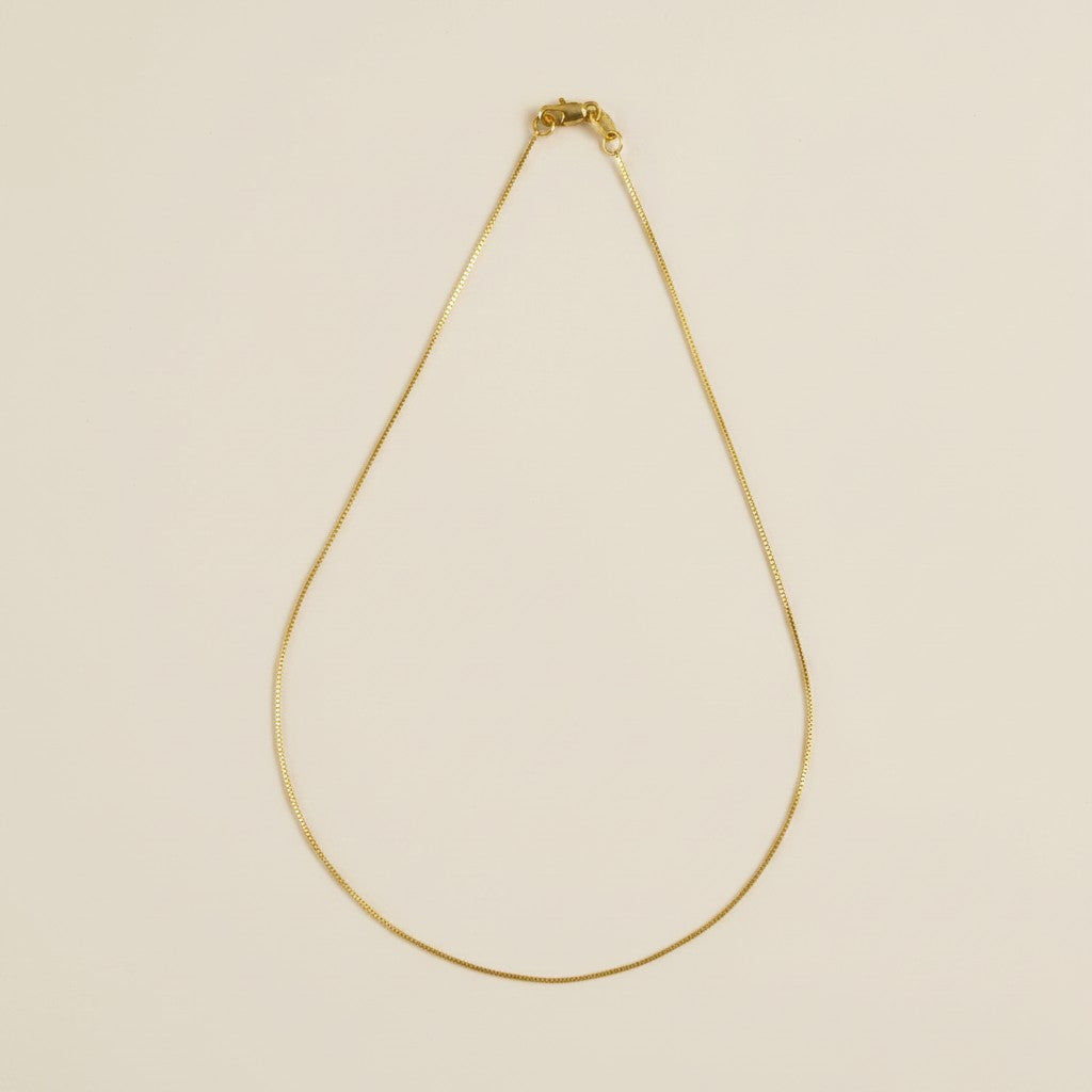 18k Gold Filled 0.5mm Diamond Cut Box Chain Necklace | Delicate Everyday Shine