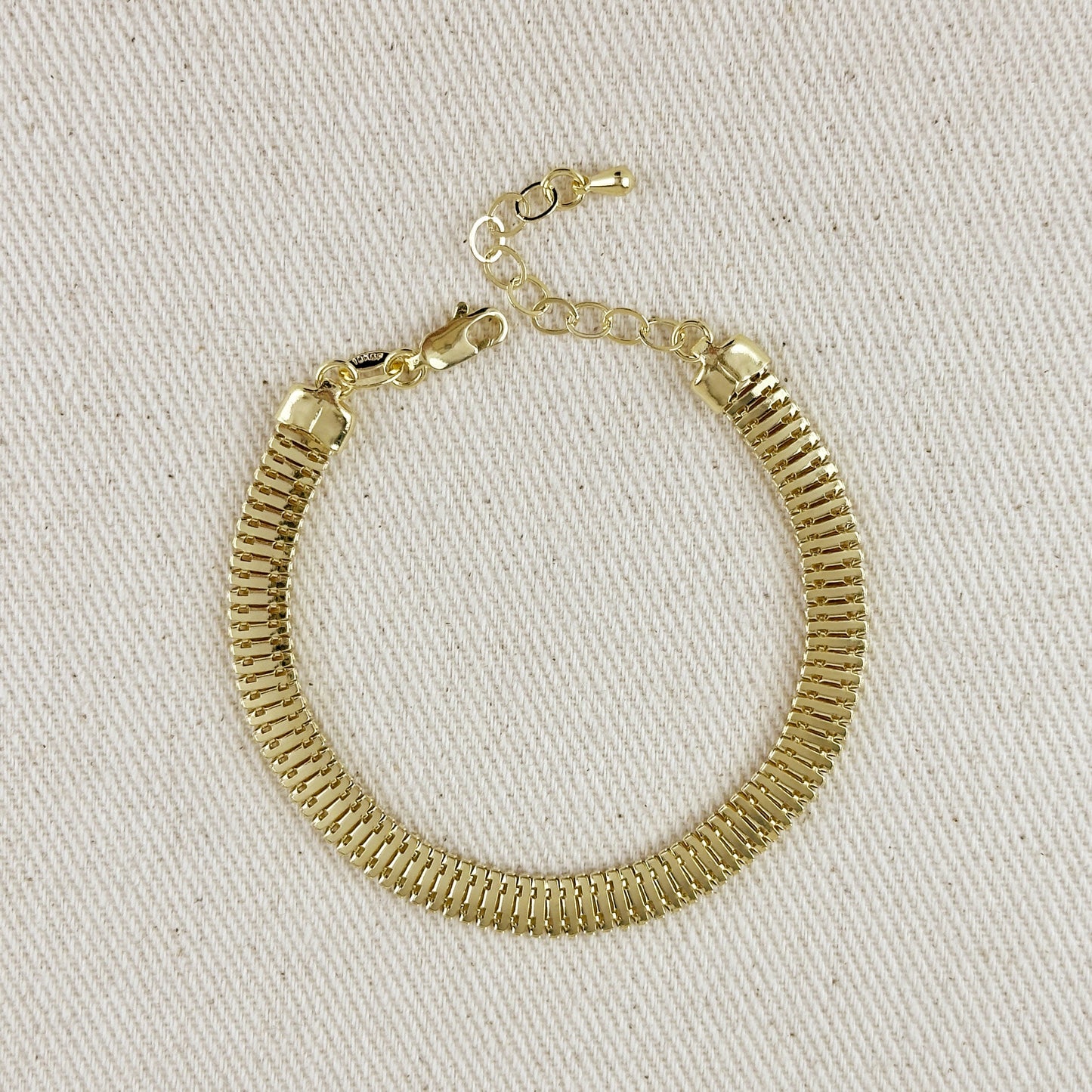 18k Gold Filled Square Snake Chain Bracelet — The Wrist That Stops Time
