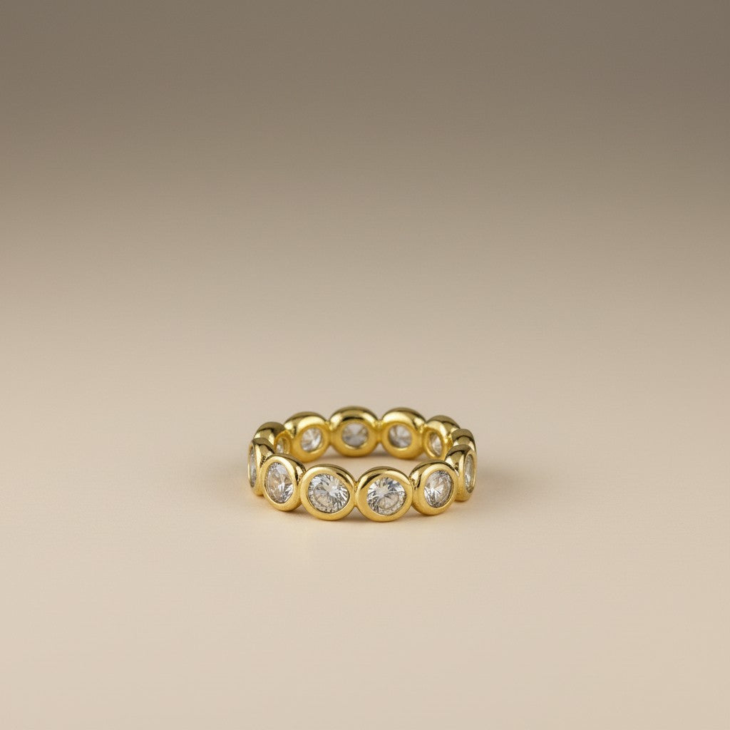 18k Gold Filled Bezel CZ Eternity Band Ring