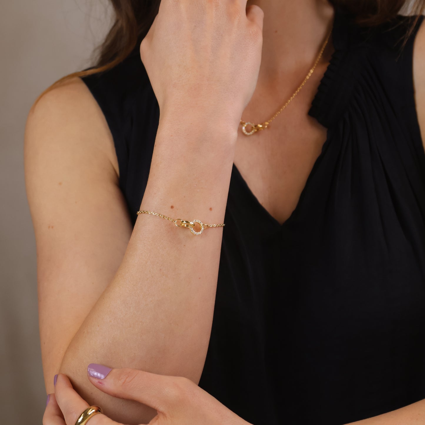 18k Gold Filled Linked CZ Bracelet