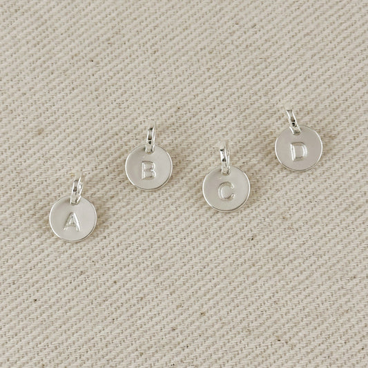 Silver Filled Stamped Tiny Initial Letter Charm