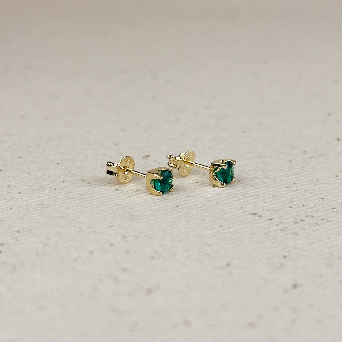 18k Gold Filled Prong 4mm Colored Cubic Zirconia Stud Earrings