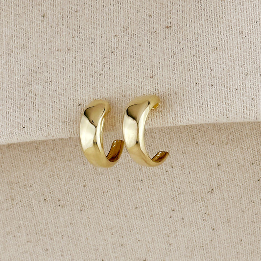 18k Gold Filled Polished Curve C-Hoop Earrings