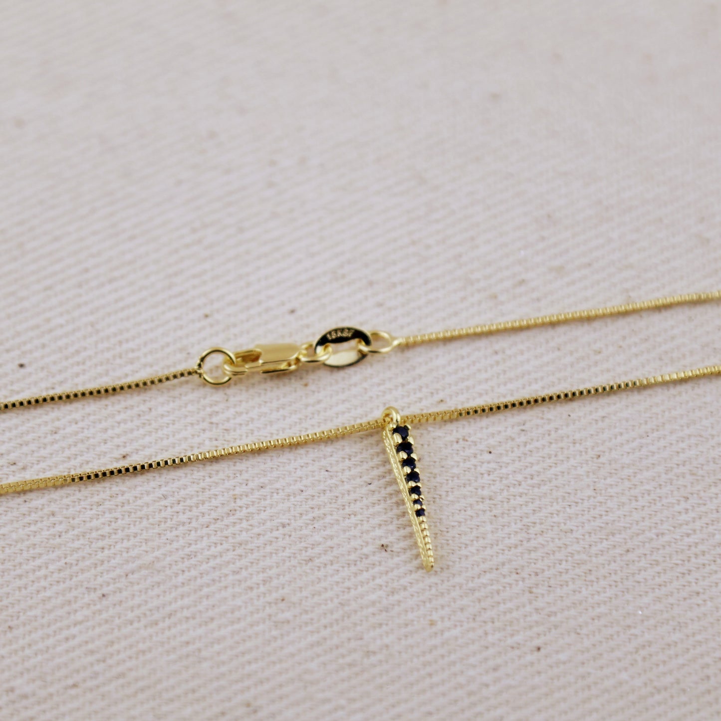 18k Gold Filled Black CZ Spear Necklace