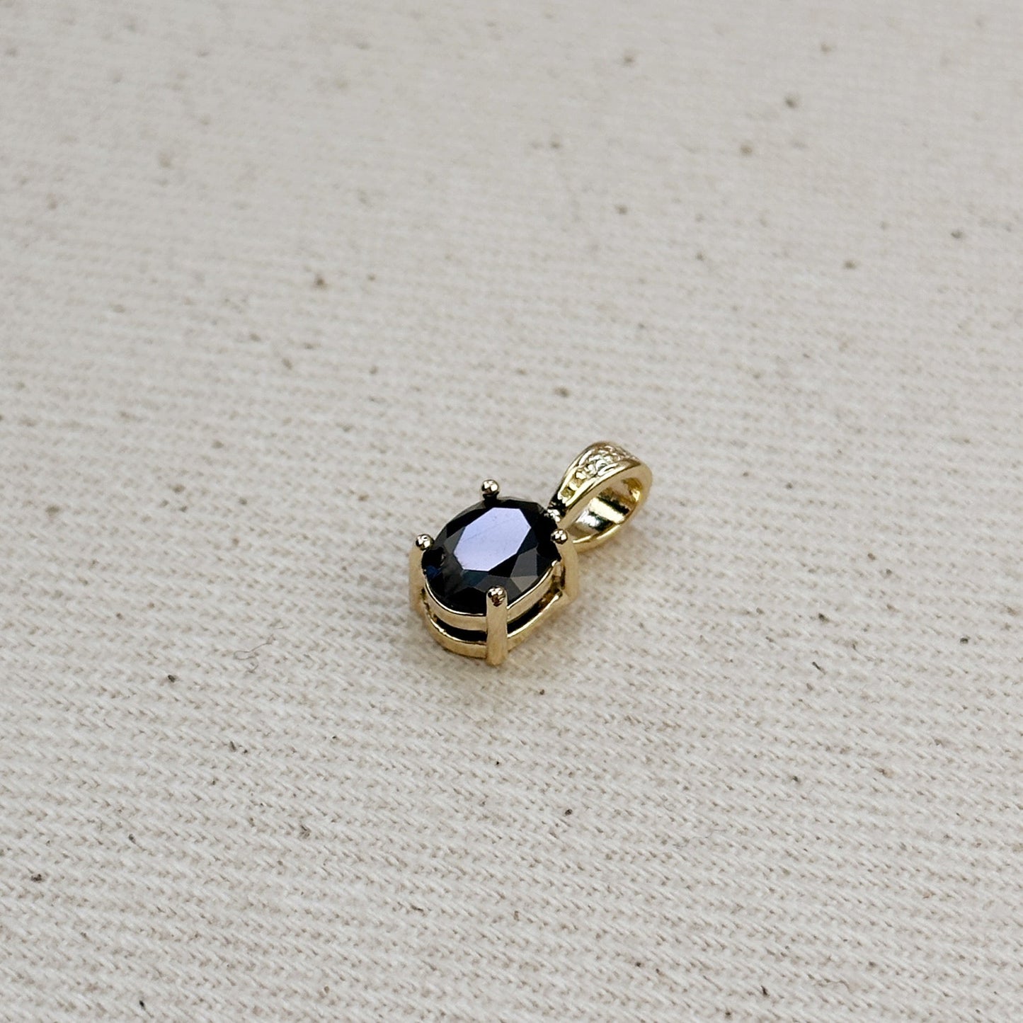 18k Gold Filled Oval Black Cubic Zirconia Charm