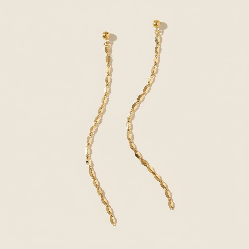 Chain Drop Earrings - Long Dangle Statement Earrings for Women
