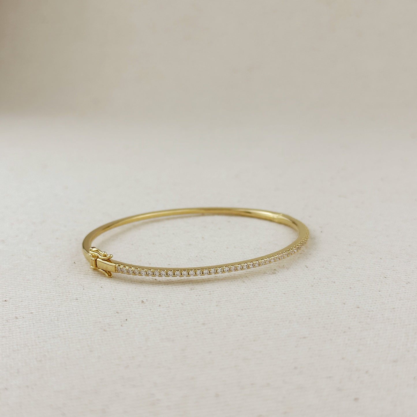 18k Gold Filled Thin Line CZ Bangle Bracelet