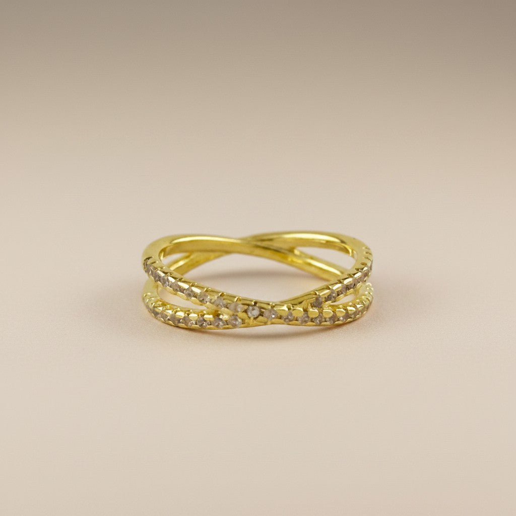 18k Gold Filled CZ X Ring — Bold by Design, Beautiful by Nature