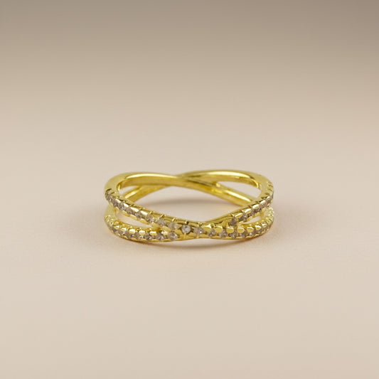 18k Gold Filled CZ X Ring — Bold by Design, Beautiful by Nature