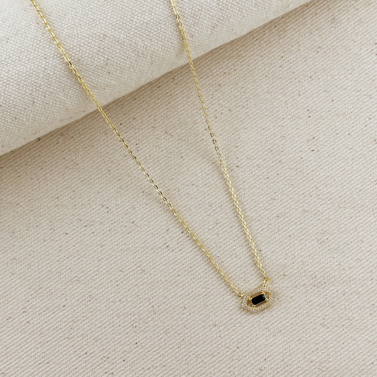 18k Gold Filled Fancy Birthstone Baguette Necklace