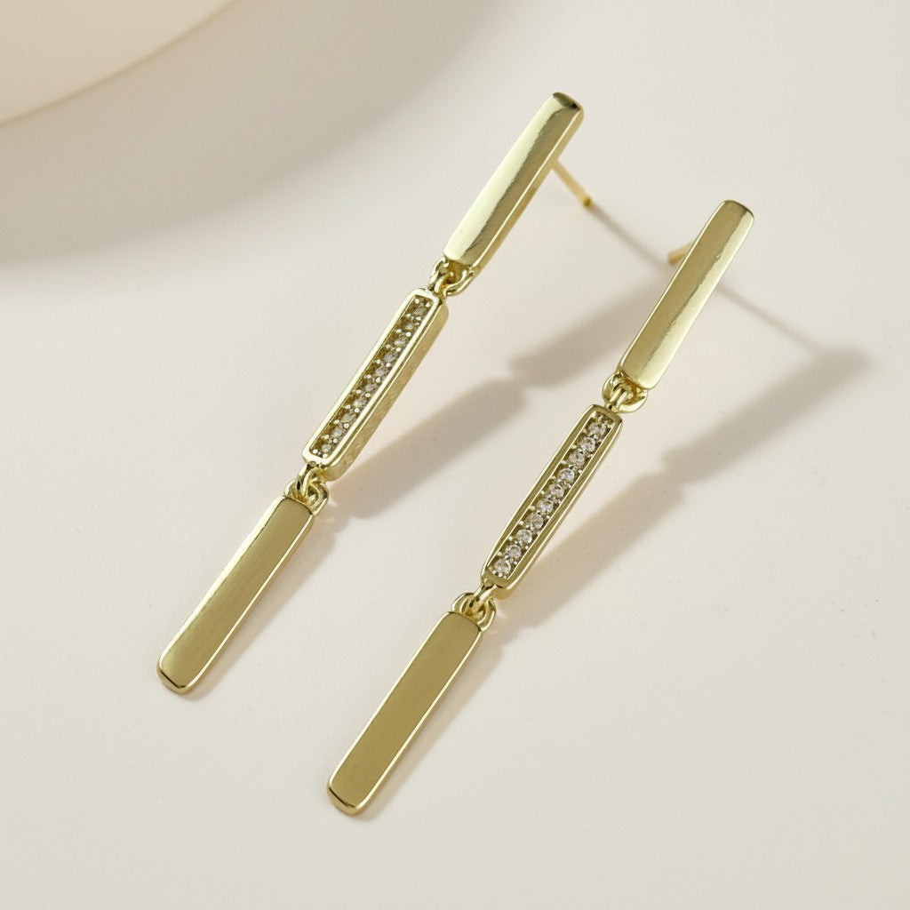 18k Gold Filled Triple Bar Drop Earrings